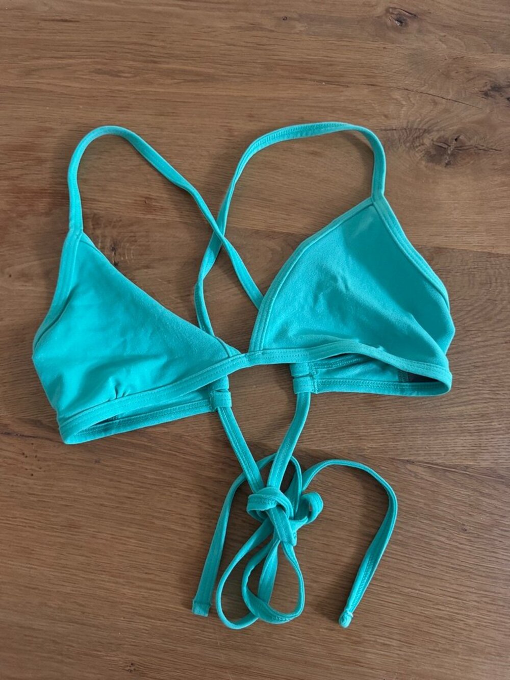 Jolyn Triangle Bikini Top — Aqua | L